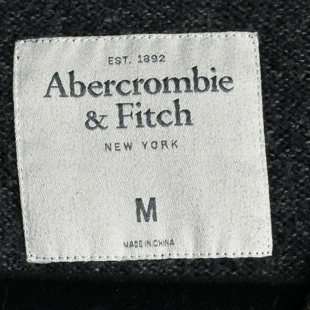 Abercrombie Fitch Men Gray Heathered Knit Shawl‎ Collar Button Hooded Sweater M - Picture 4 of 9